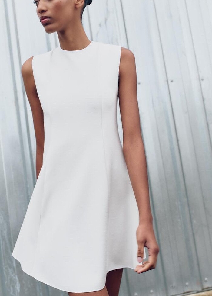 Zara Beyaz Renkli Elbise - Görsel 3