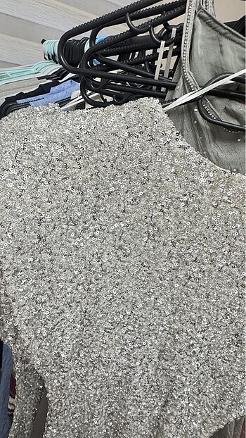 Zara Gümüş Rengi Pullu Elbise - Görsel 13