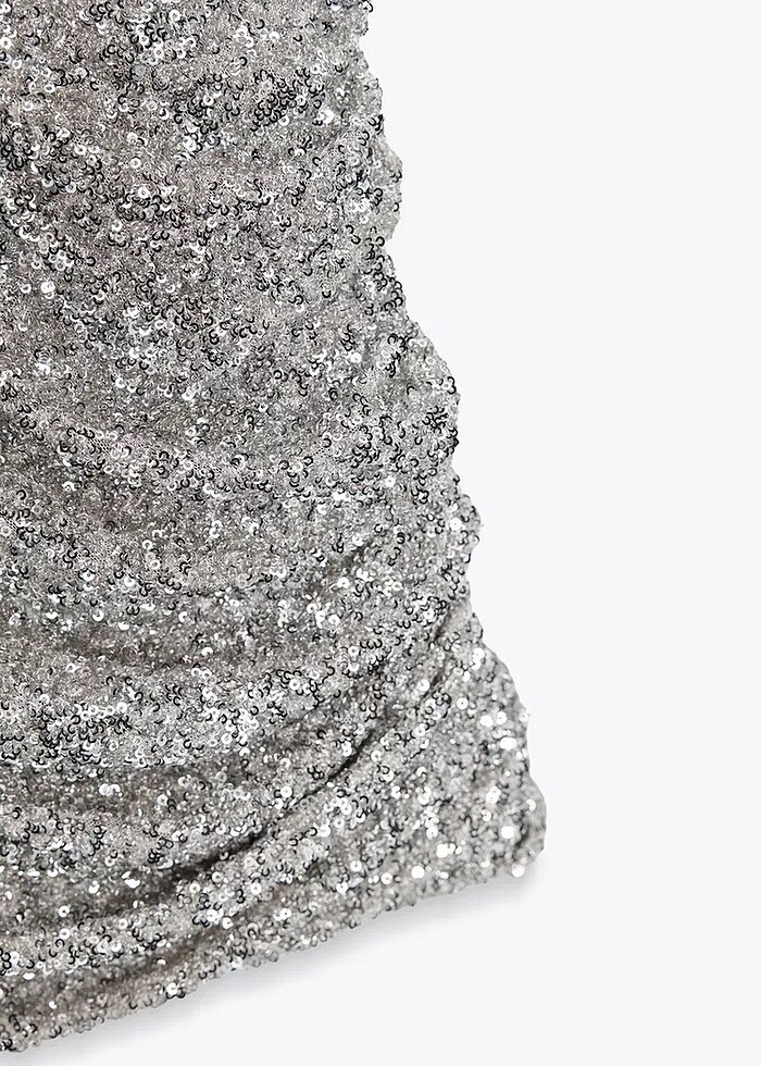 Zara Gümüş Rengi Pullu Elbise - Görsel 3