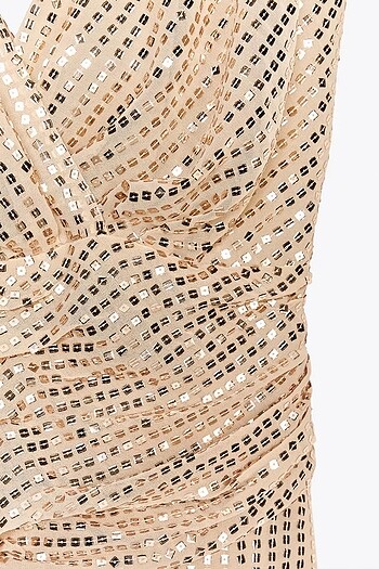 Zara Gold Rengi Pullu Elbise - Görsel 8