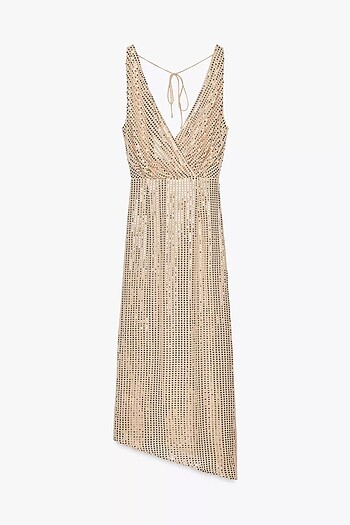 Zara Gold Rengi Pullu Elbise - Görsel 7