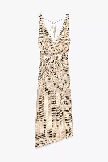 Zara Gold Rengi Pullu Elbise - Görsel 7