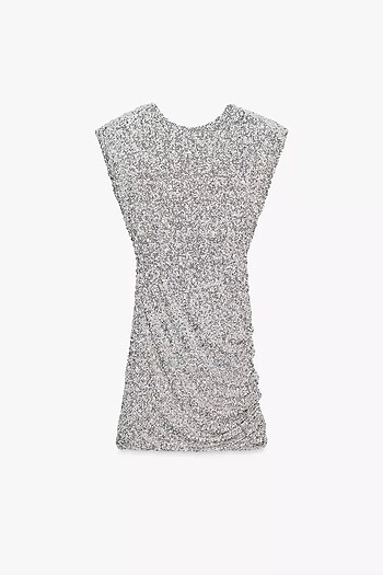 Zara Gümüş Rengi Pullu Elbise - Görsel 5