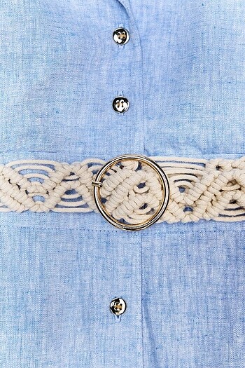 Zara Mavi Renkli Elbise - Görsel 7