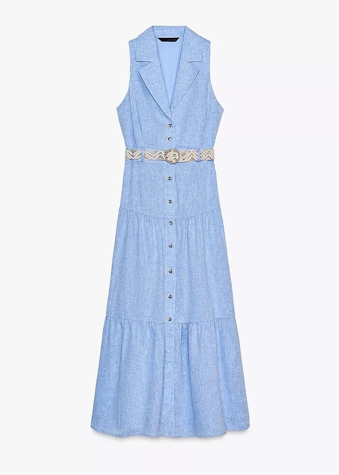 Zara Mavi Renkli Elbise - Görsel 5