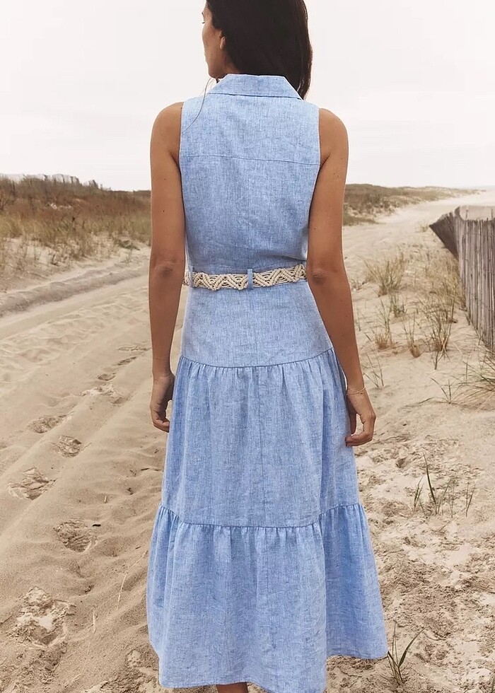 Zara Mavi Renkli Elbise - Görsel 4