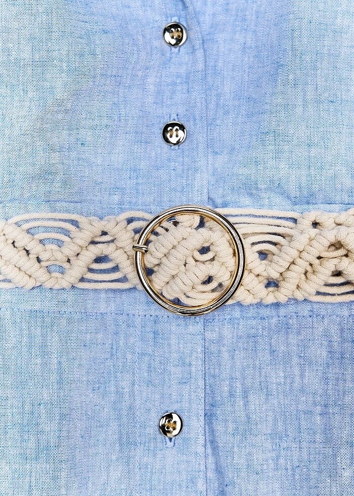 Zara Mavi Renkli Elbise - Görsel 4