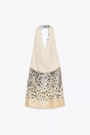 Zara Gümüş Rengi Pullu Elbise - Görsel 13