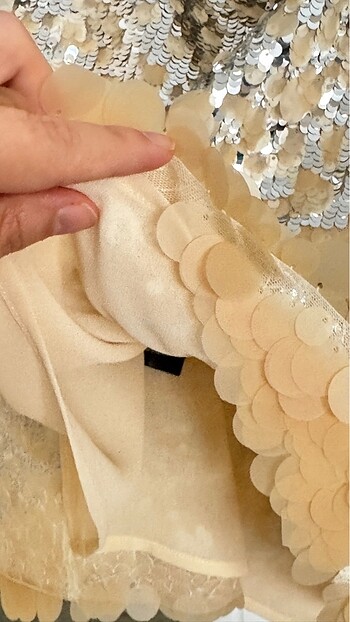 Zara Gümüş Rengi Pullu Elbise - Görsel 4