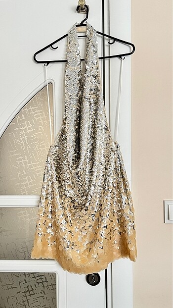 Zara Gümüş Rengi Pullu Elbise - Görsel 9