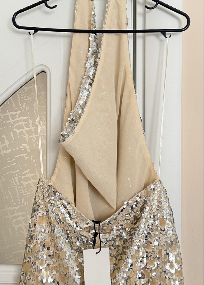 Zara Bej Rengi Pullu Elbise - Görsel 3