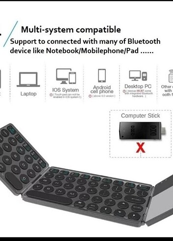 Bluetooth katlanır klayve 