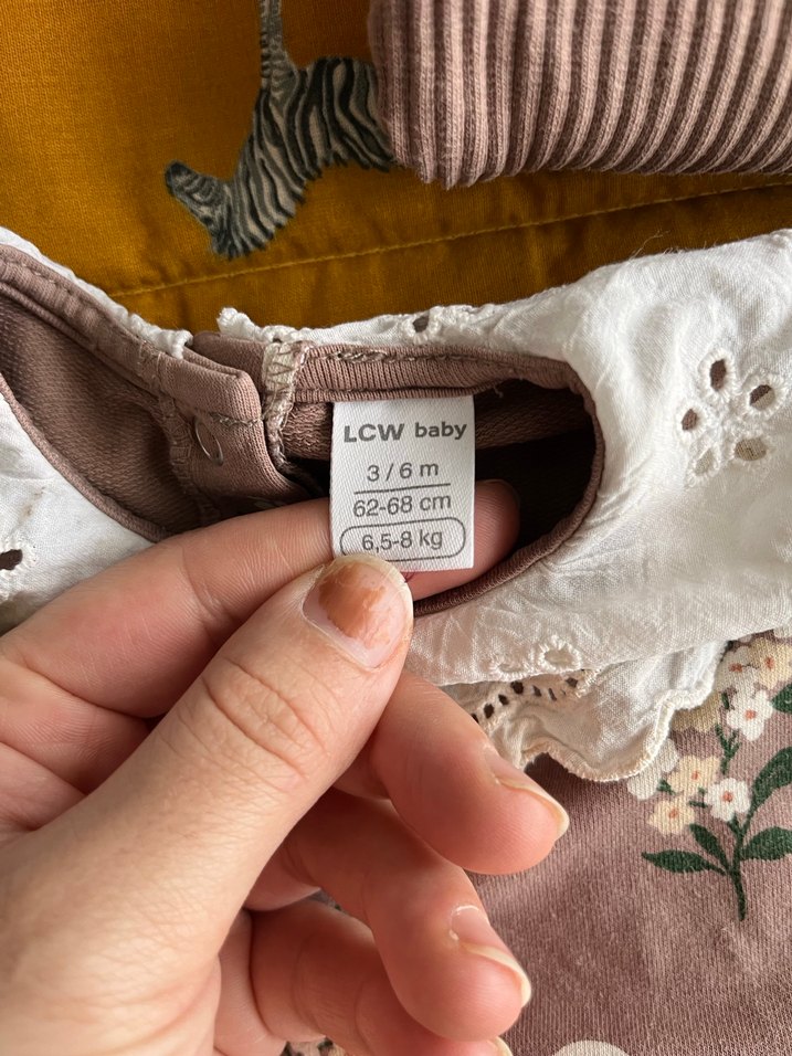 Uzun Kollu Fırfırlı Gri Bebek Kız Takımı - Görsel 3