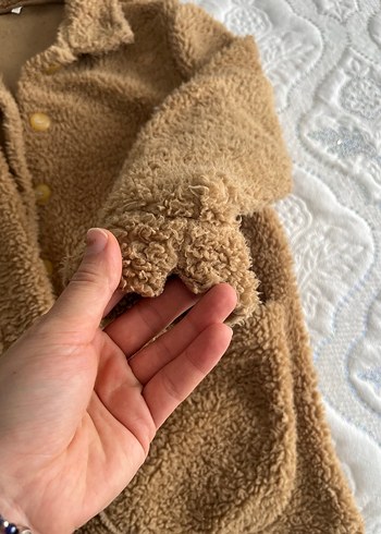 Düğmeli Kahverengi Kadın Peluş Ceket - Görsel 4