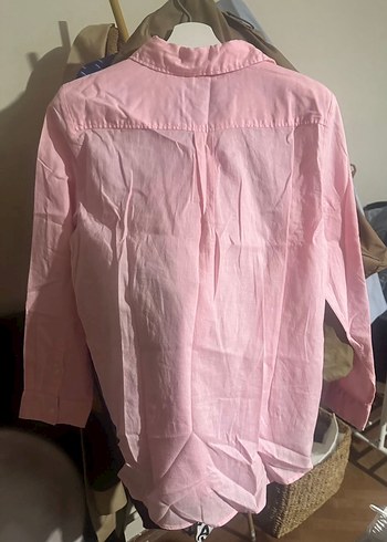 H&M Pembe Uzun Kollu Keten Gömlek