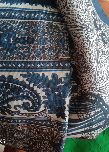 Zara Bohem Siklikta Mavi Beyaz Paisley Esarp