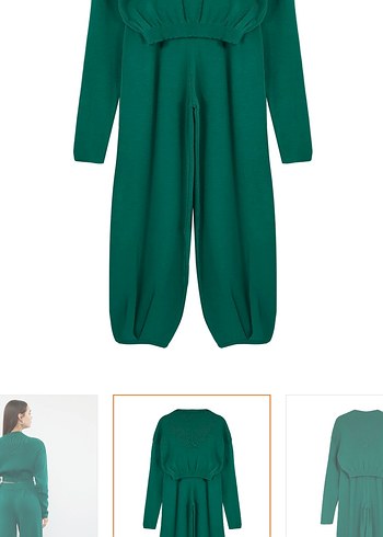 Zümrüt Yeşili Süper Crop Jogger Pantolonlu Triko Alt-Üst Takım - Görsel 5