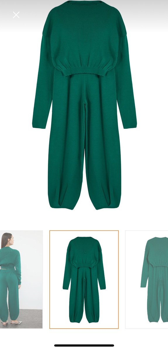 Zümrüt Yeşili Süper Crop Jogger Pantolonlu Triko Alt-Üst Takım - Görsel 5