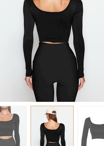 Siyah Seamless/Dikişsiz Crop Ekstra Esnek Örme Spor Üst/Bluz - Görsel 4