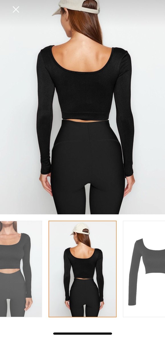 Siyah Seamless/Dikişsiz Crop Ekstra Esnek Örme Spor Üst/Bluz - Görsel 4