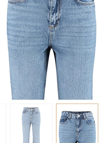 Mavi Yüksek Bel Düz Kesim Straight Jeans - Görsel 7
