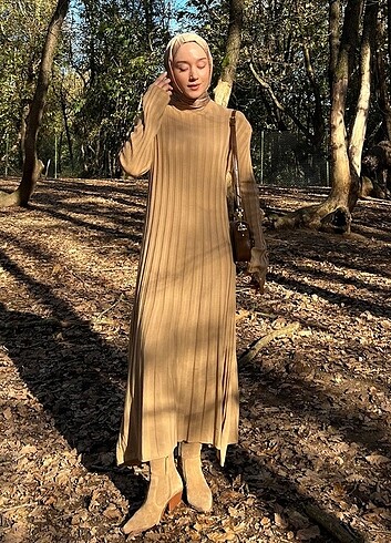 Zara Ceylan Otantik Uzun Triko Elbise