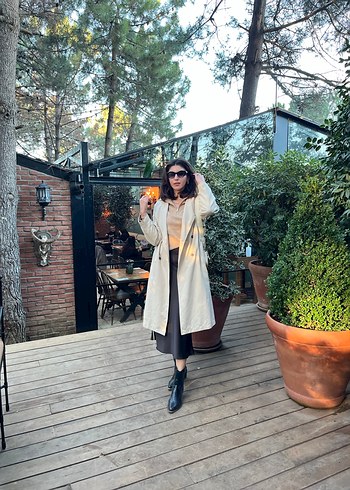 Bej Kadın Uzun Trench Coat - Görsel 2