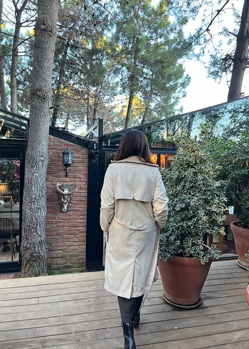 Bej Kadın Uzun Trench Coat - Görsel 4