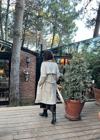Bej Kadın Uzun Trench Coat - Görsel 5