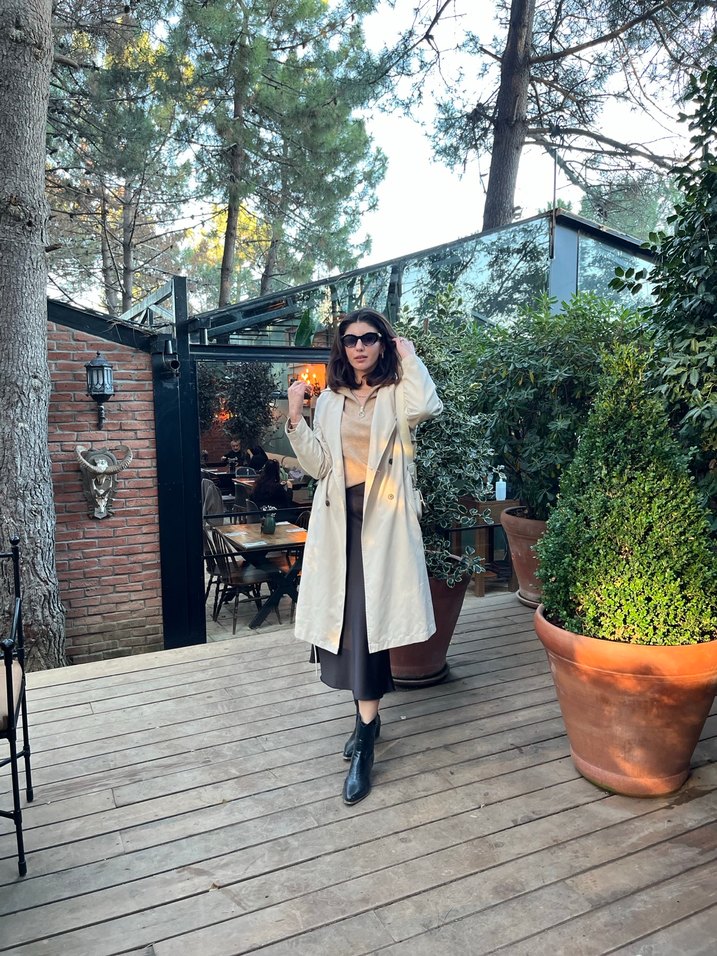 Bej Kadın Uzun Trench Coat - Görsel 2