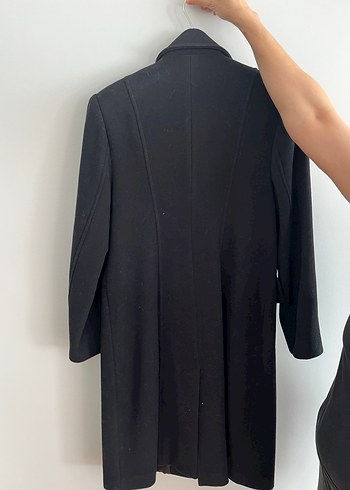 Düğmeli Siyah Midi Kadın Kaban - Görsel 2