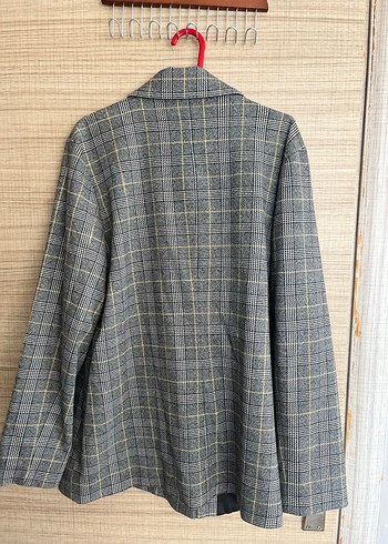 Gri Ekose kruvaze ceket - Görsel 2