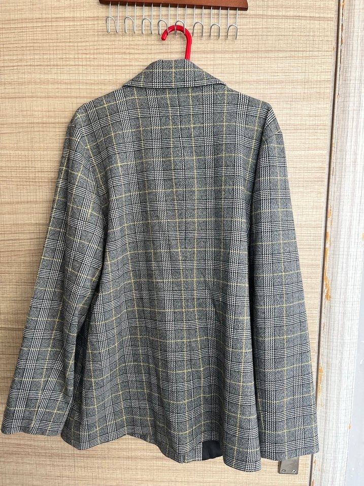 Gri Ekose kruvaze ceket - Görsel 2