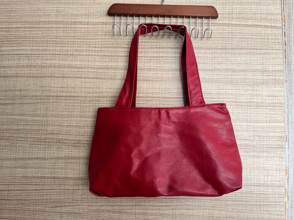 Kırmızı Deri vintage Kadın Omuz Çantası - Görsel 2