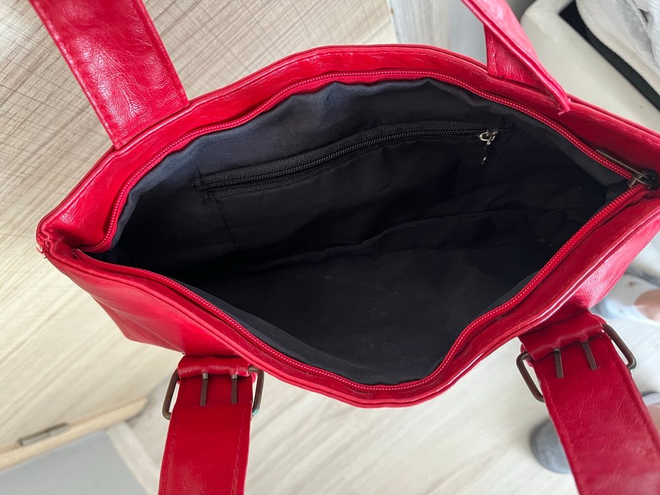 Kırmızı Deri vintage Kadın Omuz Çantası - Görsel 3