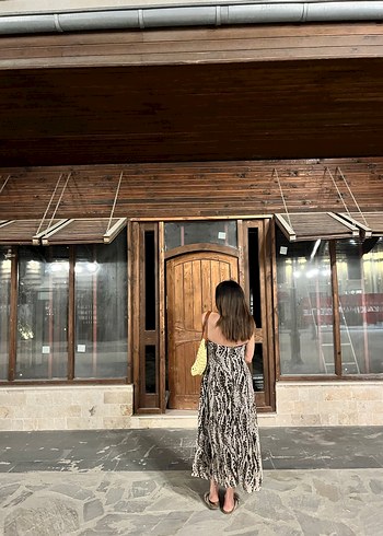 Bohem Desenli Uzun boyundan bağlamalı Elbise - Görsel 3