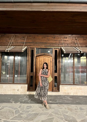 Bohem Desenli Uzun boyundan bağlamalı Elbise - Görsel 2