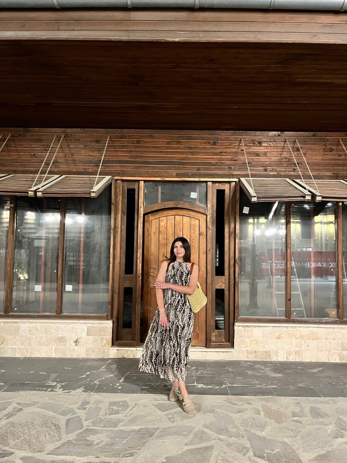 Bohem Desenli Uzun boyundan bağlamalı Elbise - Görsel 2