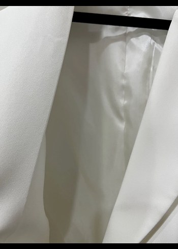Beyaz Düğmeli Kadın Blazer Ceket - Görsel 4