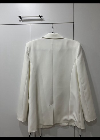 Beyaz Düğmeli Kadın Blazer Ceket - Görsel 3