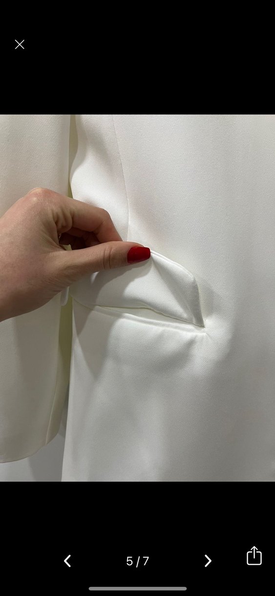 Beyaz Düğmeli Kadın Blazer Ceket - Görsel 5