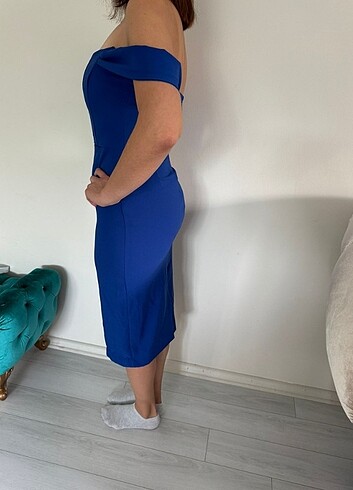 Saks mavi Korsajlı elbise - Görsel 5