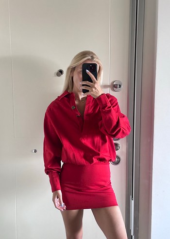 xs Beden kırmızı Renk Kırmızı Mini Triko Elbise