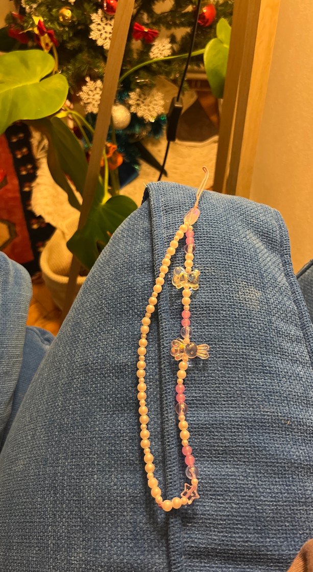 Boncuklu Pembe Bohem telefon askı - Görsel 2