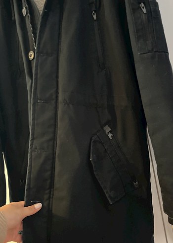 Siyah Düğmeli Erkek Midi Mont - Görsel 6