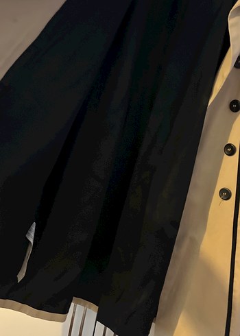 Bej Siyah Kemerli Midi Trençkot - Görsel 8