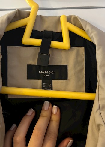 Bej Siyah Kemerli Midi Trençkot - Görsel 3