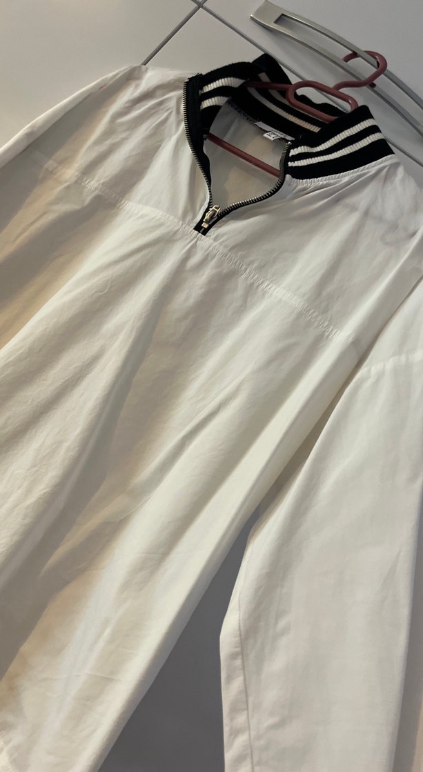 Kadın Beyaz Fermuarlı Uzun Kollu Spor Gömlek - Görsel 5