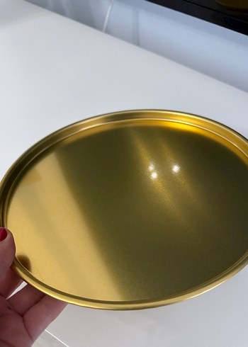 Parlak Altın Renkli Yuvarlak Tepsi - Görsel 2