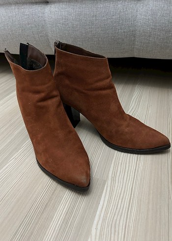 Kahverengi Süet Kadın Topuklu Bot - Görsel 6